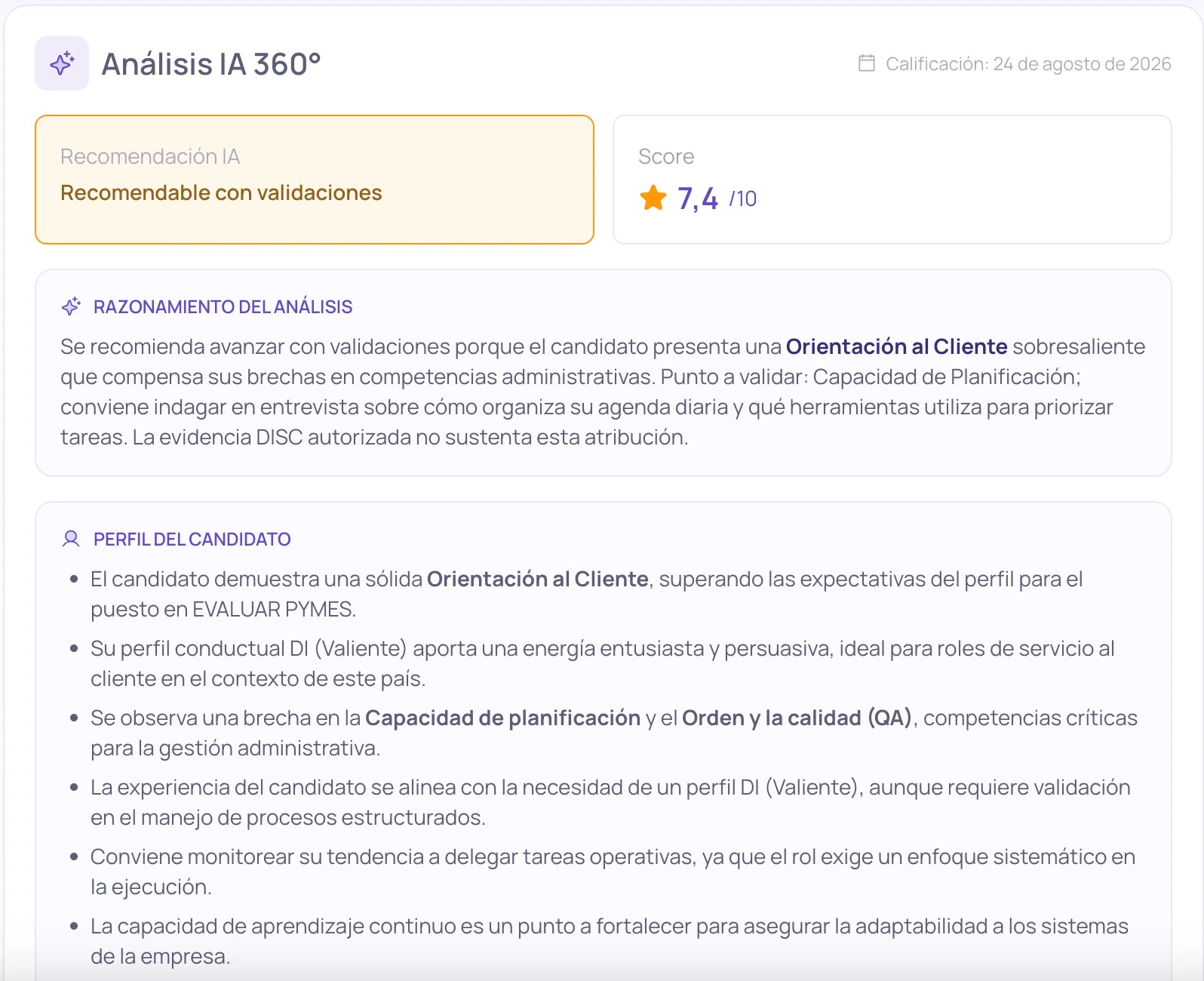Informe que cruza todas las evaluaciones creado con IA